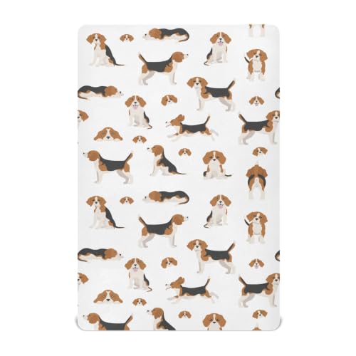 Image of Crib Sheets for Boys Girl Beagle Puppy Breathable Mini Crib Mattress Sheets Fitted,Toddler Baby Sheets for Crib Mattress 39 * 27 * 5In