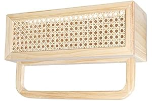 Wood Floating Shelf: Rattan Decor with Towel Bar