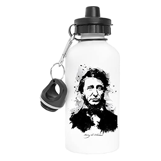 Henry David Thoreau Signature Aluminium Återanvändbar Sport Resa Vattenflaska Vit Reusable Travel Water Bottle White