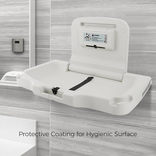Stardrix ADA Compliant Horizontal Wall Mounted Baby Changing Station, Foldable Diaper Changing Table with Liner Dispenser and Safety Straps for Commercial and Home Use - Thumbnail 7