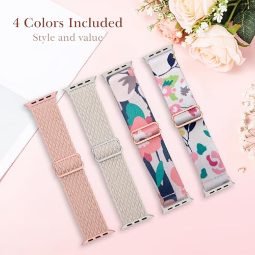 Image of Delidigi Stretchy Bands Compatible for Apple Watch Band Women 40mm 38mm 41mm 42mm 44mm 45mm 46mm 49mm, Nylon Braided Straps for iWatch Series 11 10 9 8 7 6 SE 5 4 3 Ultra 3 2 1