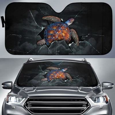 Pare-brise voiture protégé en été avec le pare-soleil tortue de mer étanche M