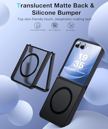Image of NO.1 Magnetic for Samsung Galaxy Z Flip 7 Case Compatible with MagSafe [Military Grade Drop Tested][Translucent Matte][Anti-Fingerprint] Soft Silicone Bumper for Samsung Flip 7 Case Slim,Black