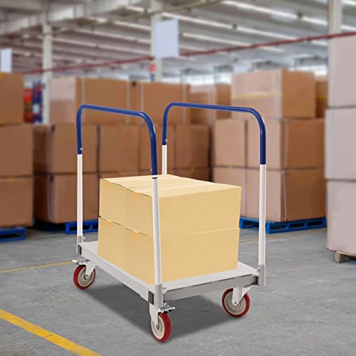 Carretilla industrial de acero 1500 lbs con 4 ruedas miniatura 2