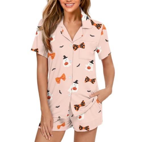 Image of Women's Short Sleeve Sleepwear Pajamas Nightwear with Pockets