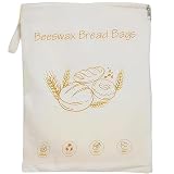 Bolsa de pan de algodón y cera de abeja con cremallera ancha, bolsas de pan reutilizables grandes con cremallera para masa madre y pan casero, forro de cera de abeja de algodón natural apto para