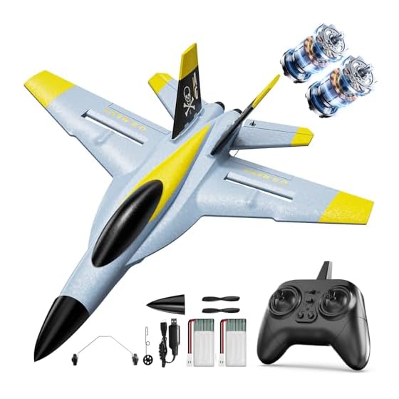 DEERC RC Plane 4 Channel F-18 Remote Control Airplane Fighter Toys,2.4GHz 6-axis Gyro Stabilizer RTF Glider Aircraft Plane Easy to Fly for Adults Kids Beginners Boys