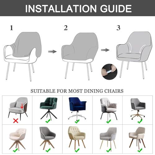 Housse de chaise avec accoudoirs extensible lavable lot de 4 - 8