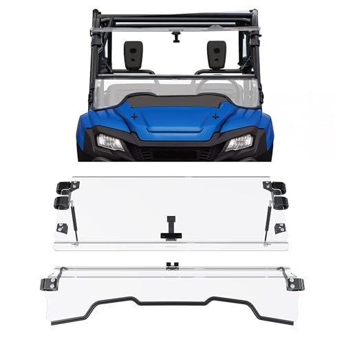 HECASA 2-IN-1 Scratch Resistant Flip Windshield Compatible with 2014-2025 Honda Pioneer 700 / 700 4(Clear)