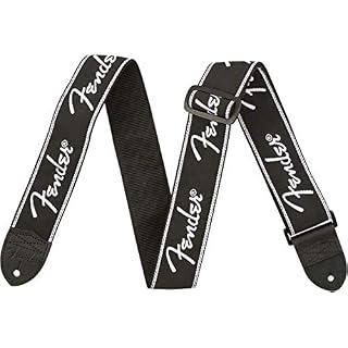 Fender© "Running Spaghetti Logo" Sangle pour Guitare et Basse - 5cm de large - Noir/Blanc – Image 3