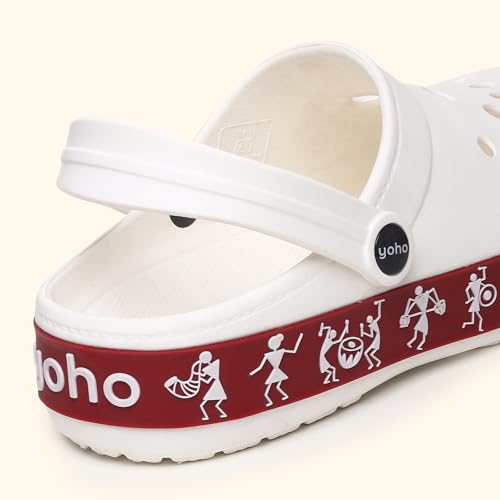 Image of YOHO Hacker Clogs for Women | Waterproof Monsoon Footwear & Rainy Shoes | Tribal Print with Backstrap | 003