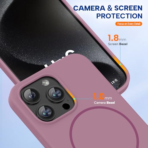 Image of Miracase Magnetic for iPhone 15 Pro Max Case, [Soft Anti-Scratch Microfiber Lining], Compatible with MagSafe, Liquid Silicone Case Shockproof Drop Protection Phone Case for 15 ProMax, Blackcurrant