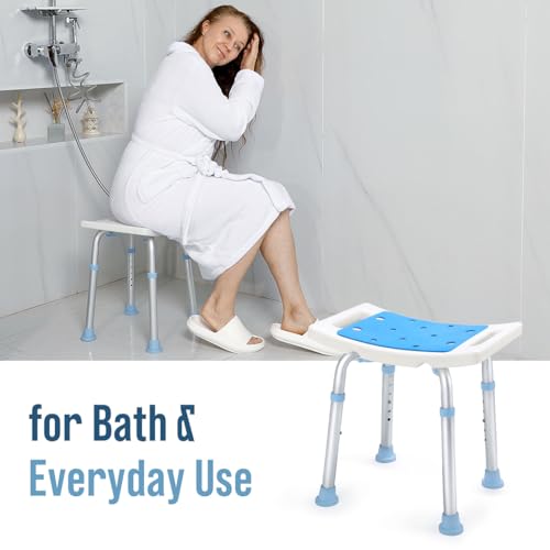 OasisSpace Shower Chair, Adjustable Bath Stool Chair for Inside Shower - Tool Free Anti-Slip Bench Bathtub Stool Seat with Durable Aluminum Legs for Elderly, Senior, Handicap & Disabled - Thumbnail 5