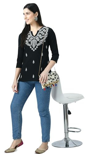 Image of QAZMI Women's Cotton Straight Embroidered Kurti