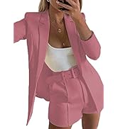 NRTHYE Women 2 Piece Outfits Long Sleeve Blazer & Short Pants Casual Tops & Bottoms Set