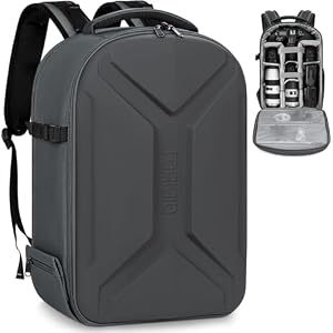 Sac à Dos Rigide pour Appareil Photo avec Compartiment pour Ordinateur,Gris