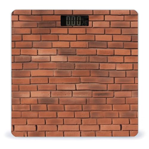 Báscula digital para baño con textura ladrillo rojo, capacidad 400 lb