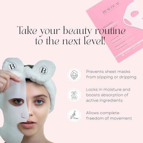 BEAUTICAL Reusable Face Mask for Skincare – Soft Medical-Grade Silicone for Hydration Lock, Boosts Product Absorption, Holds Sheet Masks in Place, Washable & Travel-Friendly
