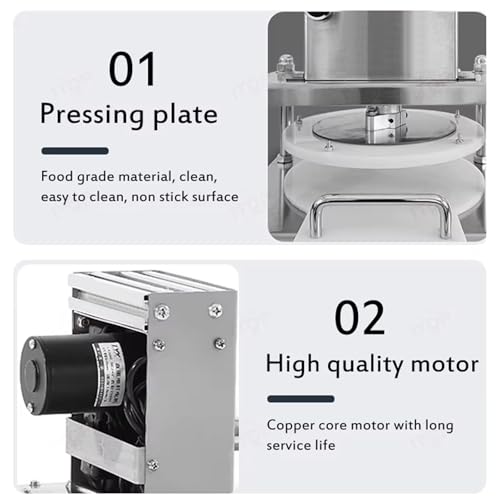 Pressa Elettrica For Pasta For Pizza, Pressa For Pasticceria Manuale For Uso Domestico, Pressa For Crosta Di Pizza Commerciale Sfogliatrice Elettrica Per Pasta Professionale,30Cm/11.81In - 5