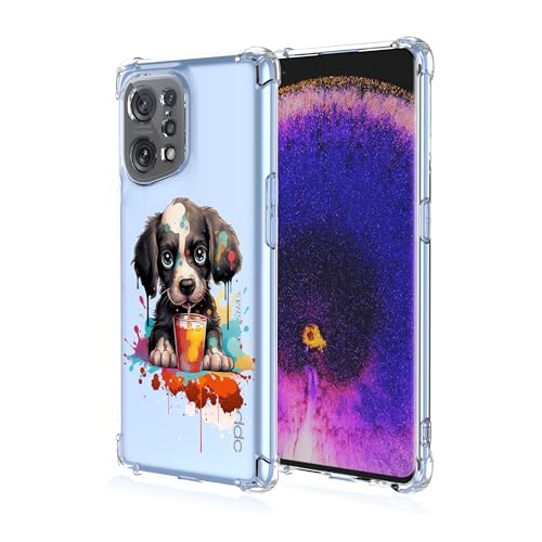 WOKEZ Transparent TPU-skal för Oppo Find X5 med hundmotiv