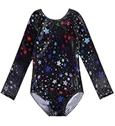 EQSJIU Gymnastics Leotards for Girls Kids Sparkly Patterned Rainbow Galaxy Aurora Colorful Butter...