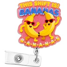 Funny Nurse Badge Reel, Retractable Cute This Shift is Bananas Badges Holder Accessories Funny ID Clip for Nursing Doctor Student Teacher Healthcare Medical Work Assistant MA CNA Gifts