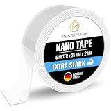 MEISTERWERK - Doppelseitiges Nano-Klebeband [EXTRA STARK] - Klebstofffrei & Spurlos dank Gecko-Effekt I Rutschfest - Waschbar & Wiederverwendbar