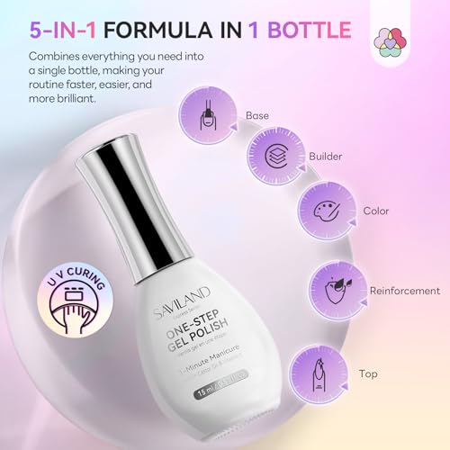 Image of SAVILAND Glassy Cat Eye One-Step Gel Polish Kit: 5-In-1 Jelly Silver Magnetic Gel Nail Polish with Fast Curing Mini U V Nail Lamp Magnet CatEye Nails Home Easy To Use Women Gift 15ML Travel