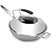 SBSNH Wok - Wok antiaderenti e padelle con Coperchio, Coperchio Wok Antiaderente Fondo Piatto, Meno Fumo d'olio, Wok Multifunzione, pentola Compatibile con induzione