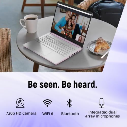 Image of HP 14 inch HD Student Business Laptop, Intel N150, 4GB RAM, 192GB Storage | (128GB UFS + 64GB SD Card), 1 Year Office 365, 720p Webcam, Slim Design, Copilot AI, WiFi 6, Win 11, Honey Lavender