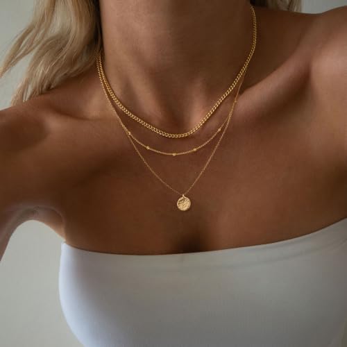 Ewrkbr Layered Necklaces for Women,Dainty Gold Necklace Stack 14k Gold Plated Layering Chain Choker Necklace Set Simple Statement Gold Necklaces for Women Trendy Waterproof Jewelry by Ewrkbrㅤ - Used condition - Image 3