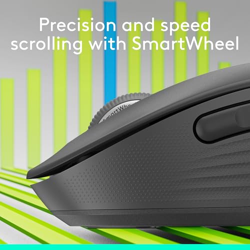 Logitech Signature Plus M750 Wireless Mouse – for Small to Medium Hands, SmartWheel, Bluetooth, Multi Device, 24-Month Battery, Silent Clicks, Customizable Side Buttons, Contoured Shape - Graphite by Logitech - Image 2