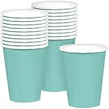 Amscan Party Perfect Disposable Paper Cups (20 Piece), Robin'S Egg Blue, 8.5 x 3