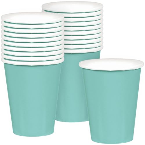 Vibrant Robin's-Egg Blue Paper Cups (Pack of 20) - 9 oz. - Perfect for Parties, Gatherings, Picnics & Home Use