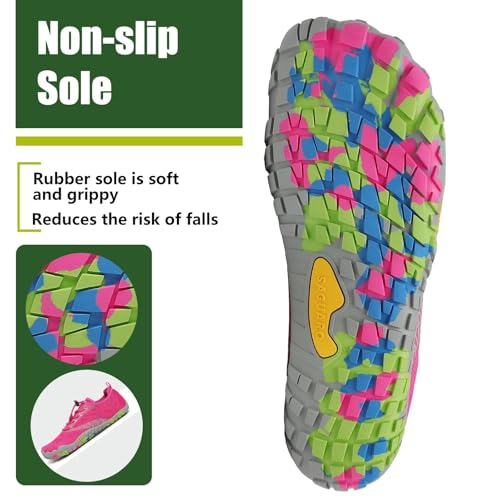 Miniatura 6 de Zapatos Descalzos Exterior Interior Zapatillas Minimalistas De Trail Running Para Mujer,Tejer Rosa Roja,42