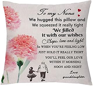 aligarian Grandma Cushion Cover Nana Pillow Case 12x20'' Birthday Gift 18x18inch Pillowcase Grandmother My Fingers May Be Small but I Can Still Wrap Nana Around Them Christmas Home Decoration (Type 3)