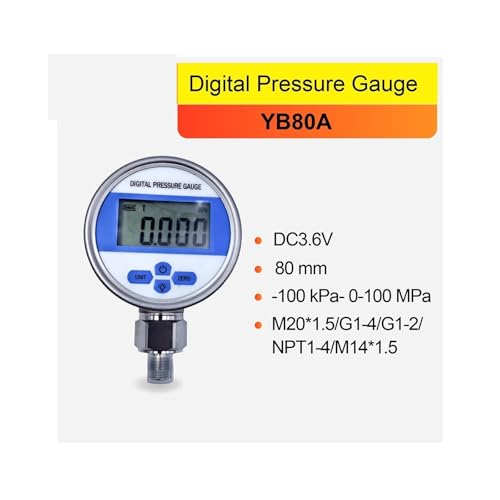 Manomètre numérique YB80A anti-vibration pour stopper les pannes de pression circuit NPT 1/4