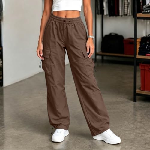 Women's Cargo Pants Drawstring Waist Wide Leg Utility Work Trousers - image 6