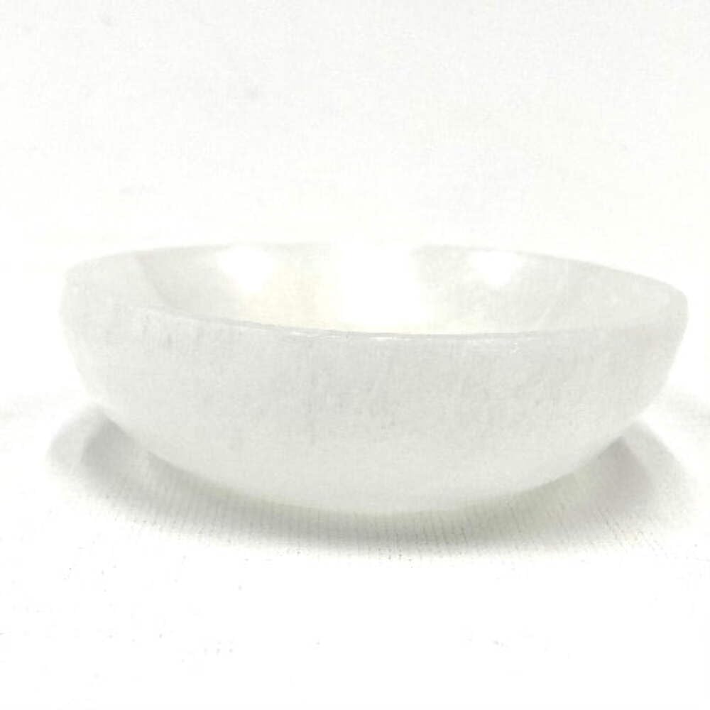 Shallow Flat Selenite Bowl Dish 3.95