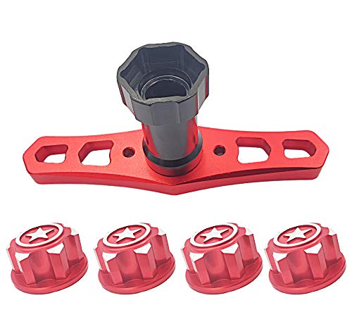 17mm Hex Wheel Nut with Wheel Hex Wrench Tool for 1/8 RC Car(Red)