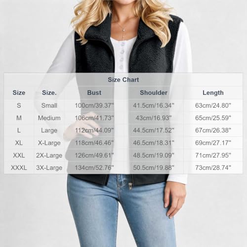 Womens Sherpa Fleece Vest Zip Front Stand Collar Ribbed Hem Casual Layering - image 5