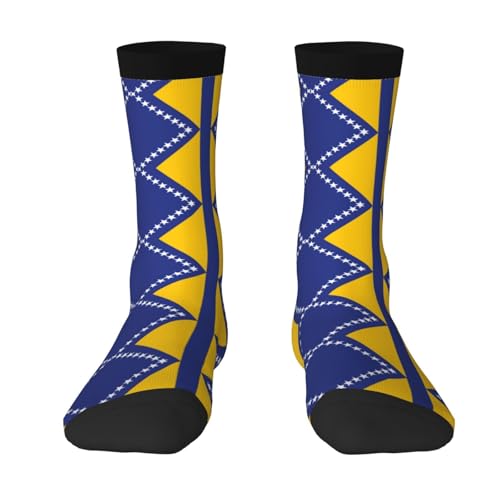 ZQYTGFDC Chaussettes longues respirantes avec motif drapeau de la Bosnie-Herzégovine pour le travail et le travail