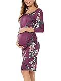 Liu & Qu Women's Maternity Bodycon Ruched Side Dress Casual Short & 3/4 Sleeve Dress For Daily Wearing Or Baby Shower
