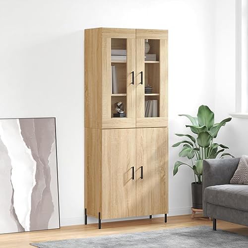 DYRJDJWIDHW Mueble aparador Salon,Armario Salon,Aparador Alto Madera contrachapada Color Roble 69,5x34x180 cmAdecuado para cocinas, Salones pasillos