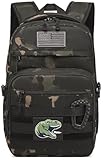 SunForMorning Kids Tactical Backpack Army Molle Bookbag Military Boys Backpack for School, Outdoor, Camping (Includes 2 Patches+1Carabiner), Black CM