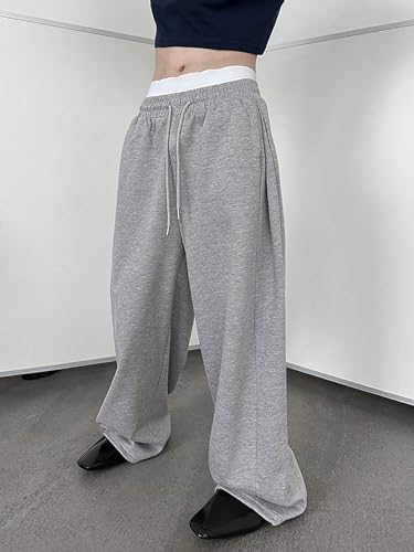 SHENHE Men's Baggy Pants Wide Leg Drawstring Waist Loose Sweatpants with Pockets3