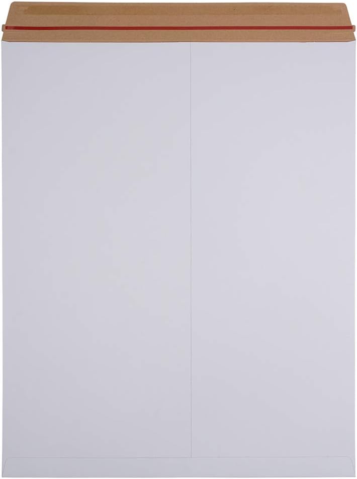 JAM PAPER Stay-Flat Photo Mailer Envelopes with Peel & Seal Closure - 17 x 21 - White - 6 Rigid Mailers/Pack