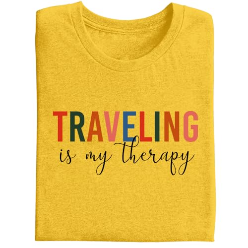 Sudadera Travel Is My Therapy, sudadera de viaje, sudadera Travel Is My Therapy, cuello redondo, Travel Is My Therapy, amarillo, M