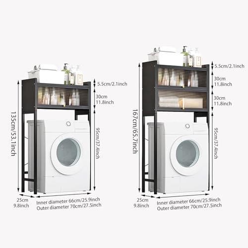 Étagère rangement lave-linge sèche-linge meuble buanderie noir