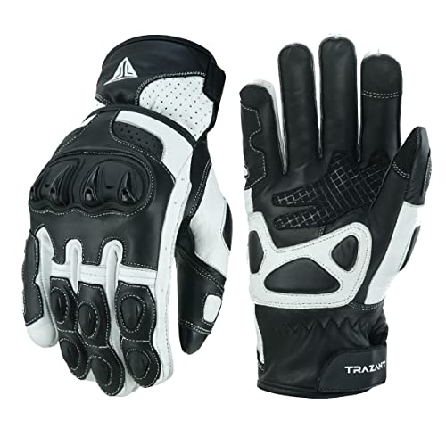 Cowhide Leather Motorcycle Gloves, Riding, Touring, Cruising, Knuckle Protection, Motorbike ...